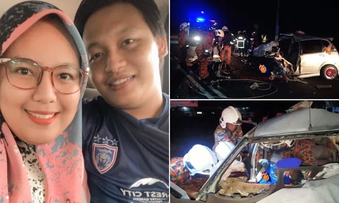 Isteri maut tersepit, suami parah kereta bertembung Mercedes Benz