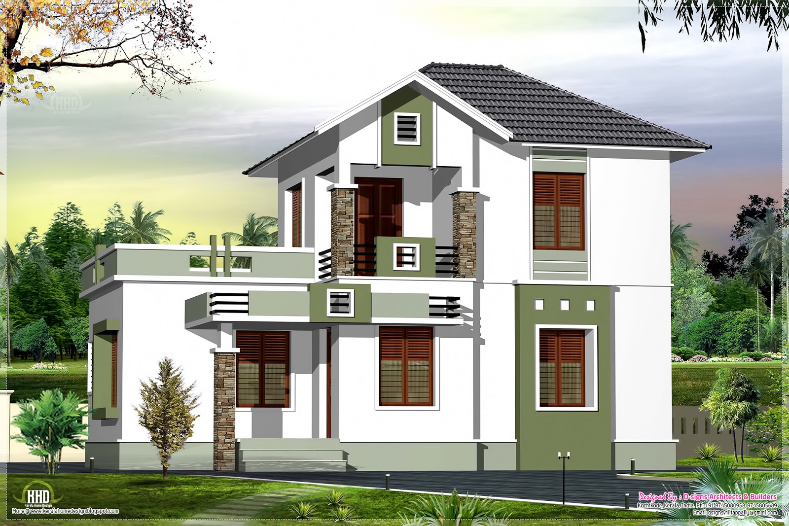 Small double floor home design in 1200 sq.feet - Kerala 