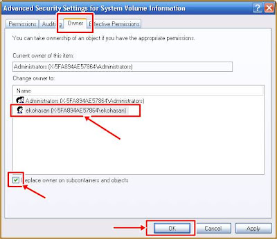 Advance Security Setting Advance System Volume Information Properties