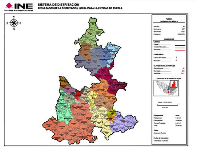 Avanza INE Puebla en distritación electoral 2021-2023
