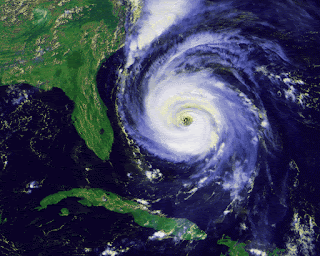 Figure 3: POES Visible satellite image of Hurricane Fran around 8 am EDT on September 4th, just northeast of the Bahamas. (NCDC)