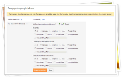 Tag Header Robots Khusus