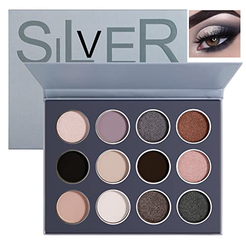 DE'LANCI Black Eyeshadow Palette (Silver Grey)