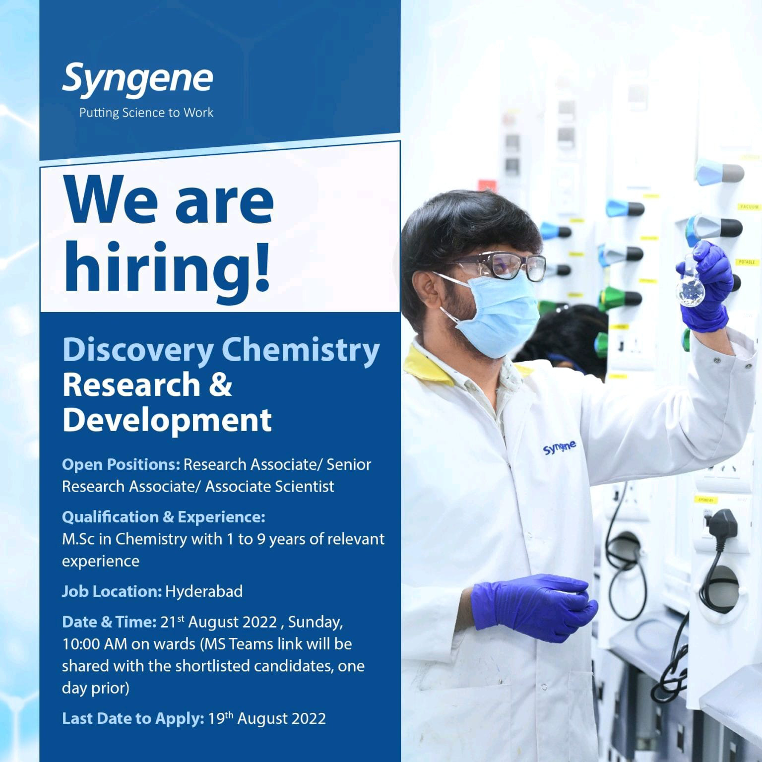 Job Available's for Syngene Ltd Job Vacancy for MSc Chemistry