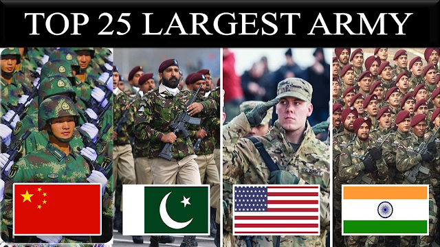 The top 25 largest military, Most powerful military, The top 25 largest armed forces The top 25 biggest armies in the world by number of personnel