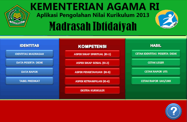 DOWNLOAD APLIKASI RAPOR KURIKULUM 2013 MADRASAH