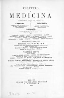 A. Bouchard, Édouard Brissaud, Jean-Martin Charcot - Trattato di medicina - Vol.VI, parte 2: Malattie delle meningi (1896) | Accademia di Medicina Torino 280 | ISBN N.A. | Italiano | PDF HQ | 554 pagine | 138 MB | CBR 96 dpi | 554 pagine | 157 MB
Collana contenente tantissimi libri di medicina e riviste specialistiche sempre di ambito medico/chirurgico datate fine 1800 e inizio 1900.