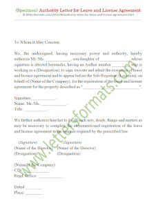 authority letter for signing rental agreement india