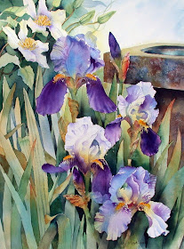 Irises and Clematis
