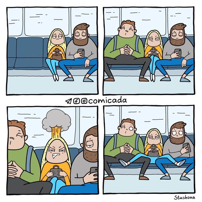 18 Marvelous Comics Many Women Will Relate To - Dedicated to all men who sit like this in public transport