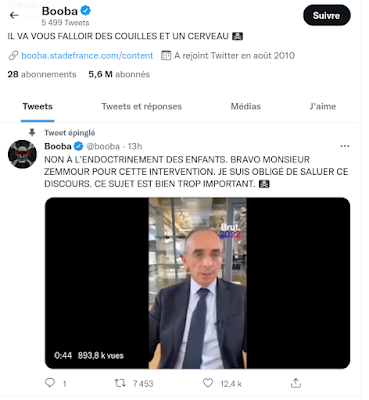 Booba félicite Zemmour