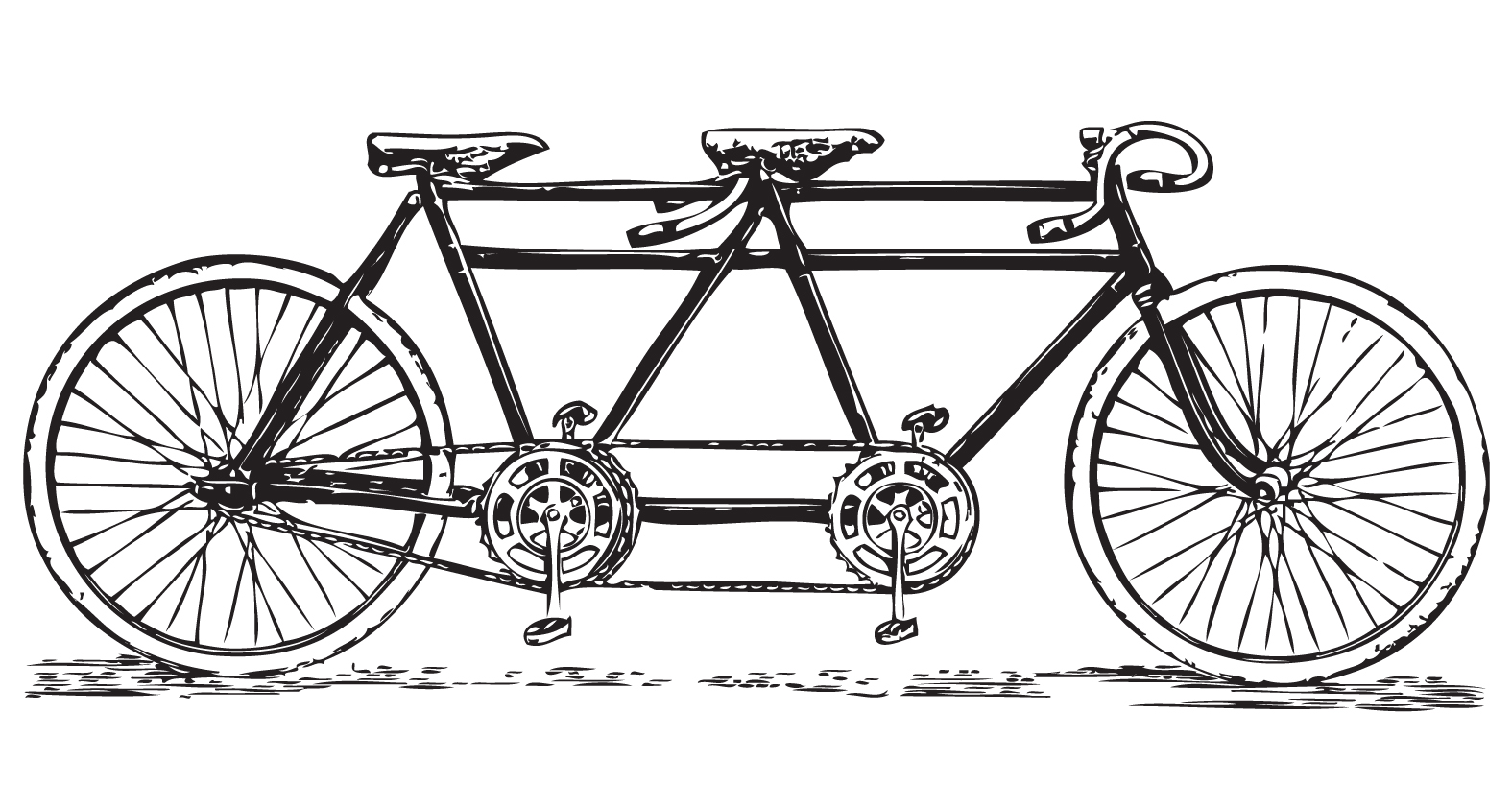 Vintage Tandem Bicycle Illustration