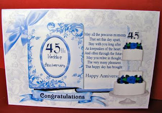 Tropikal Artz 45th Wedding  Anniversary  Card