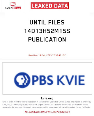 PBS station KVIE ransomed by LockBit.