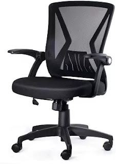 Black Mesh Office Chair with Lumbar Support Ergonomic Design