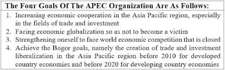 What are the four goals of the APEC organization ?