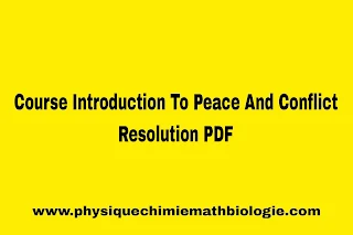Course Introduction To Peace And Conflict Resolution PDF