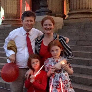 Victoria and family at Light it Red 2015