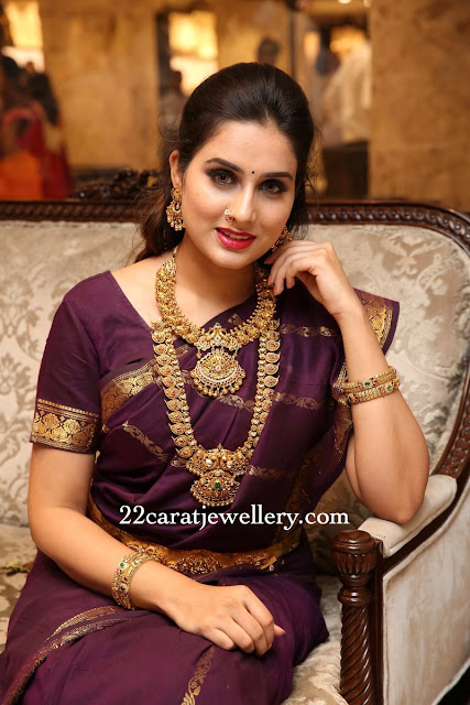 Model Nikitha Temple Jewellery