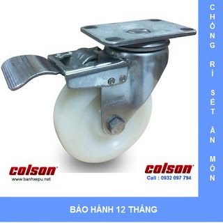 Bánh xe inox 304 bánh xe Nylon chịu tải trọng (100~136kg), bánh xe đẩy có khóa