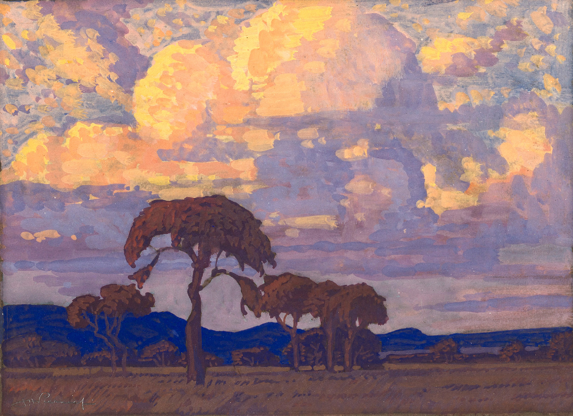 Hendrik-Pierneef-Highveld-Landscape-with-Clouds