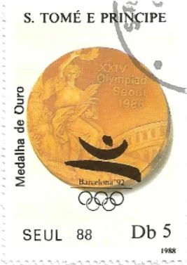 Selo medalha de ouro dos Jogos de Seul 1988