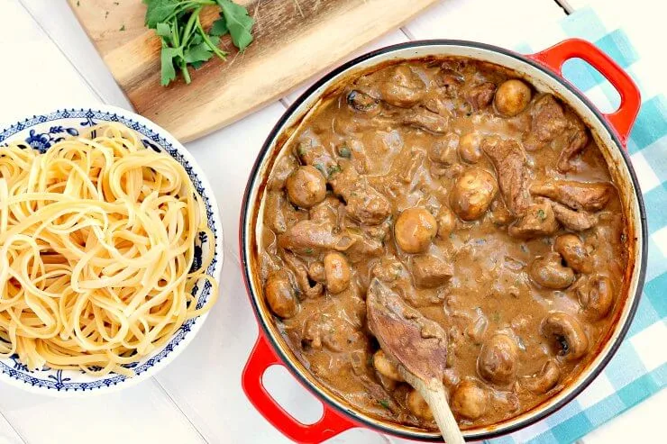 Creamy Beef Stroganoff with Linguini