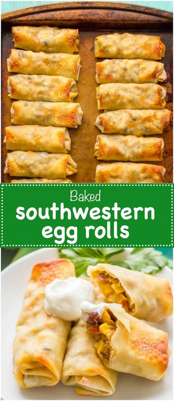 Baked Southwestern Egg Rolls #breakfast #brunch