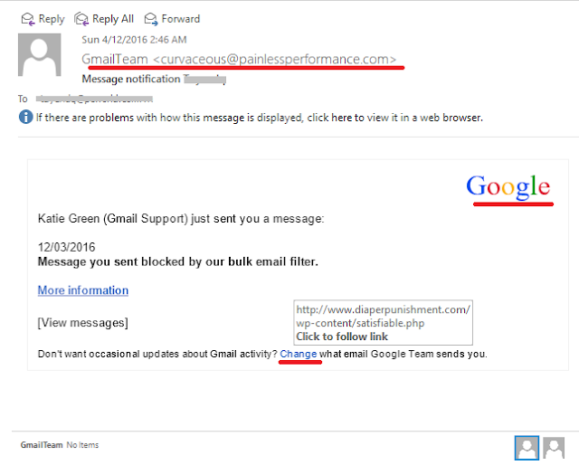 Phishing e-mail: GmailTeam 