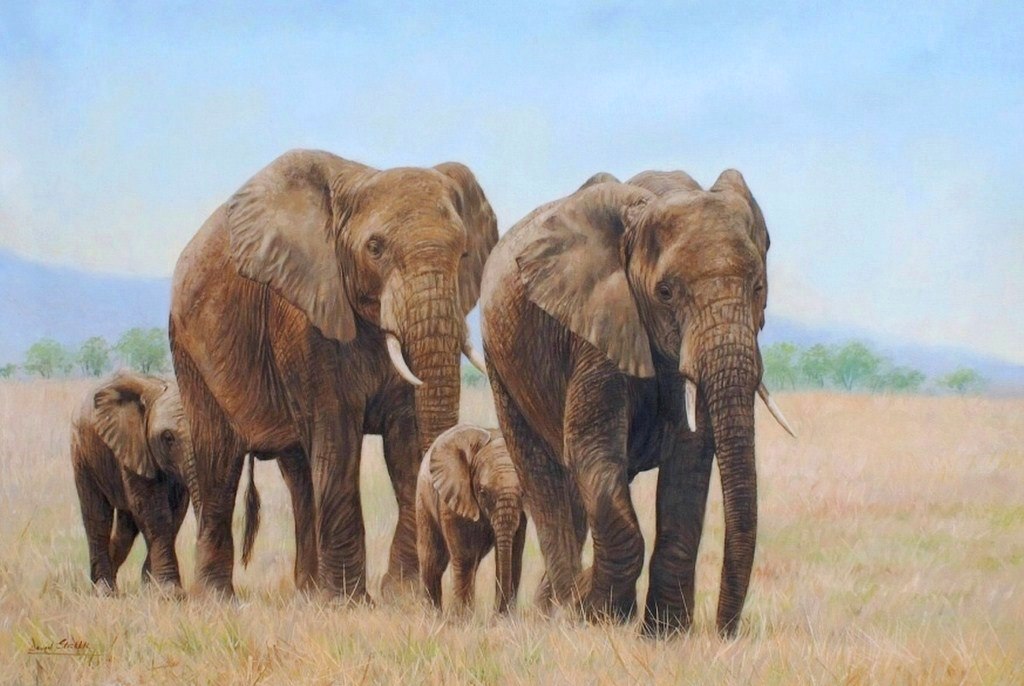 Elephants are big cats. Вымершие слоны. Дэвид Стрибблинг. Художник Дэвид Стрибблинг. Картинки тотемных животного слон.