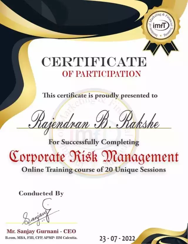 06 LIC Agency Certificate of Mr Rajendra Rakshe