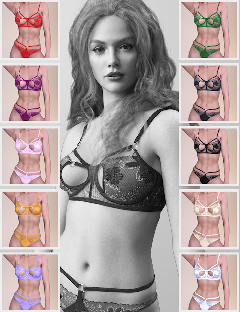 Elevate Your 3D Artistry with X-Fashion Heart Lace Lingerie for Genesis 9 in Daz Studio