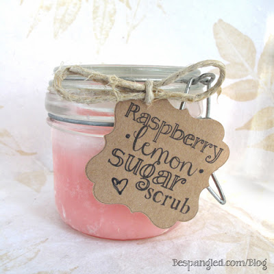 DIY Raspberry Lemon Body Scrub in Etched Glass Jars- Recipe + Tutorial