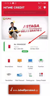 cek no kontrak home credit