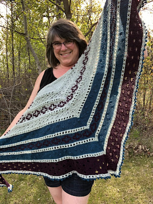 The Golden Hours Shawl full wingspan