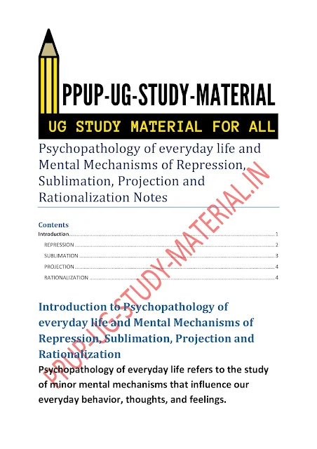 Table of contents -  Introduction	 REPRESSION	 SUBLIMATION	 PROJECTION	 RATIONALIZATION