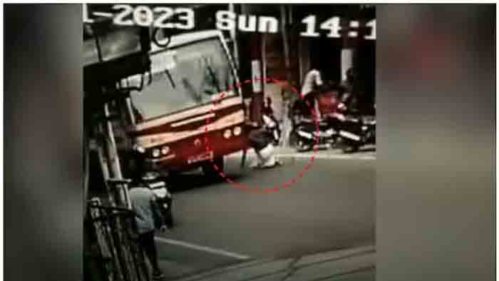 Pedestrian injured after falling under KSRTC bus in Kottayam, Kottayam, News, Accident, Injured, Police, Passenger, Hospital, Treatment, Kerala