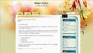 Water Color - Free Blogger Template - search box, 2 columns, red and gold, blue-green, personal blog, RSS subscribe button, Flickr photo gallery