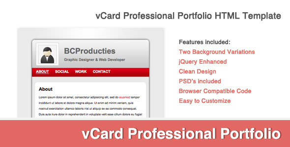 vCard Professional Portfolio Template - ThemeForest Item for Sale