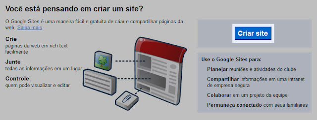 Criando seu site através do Google