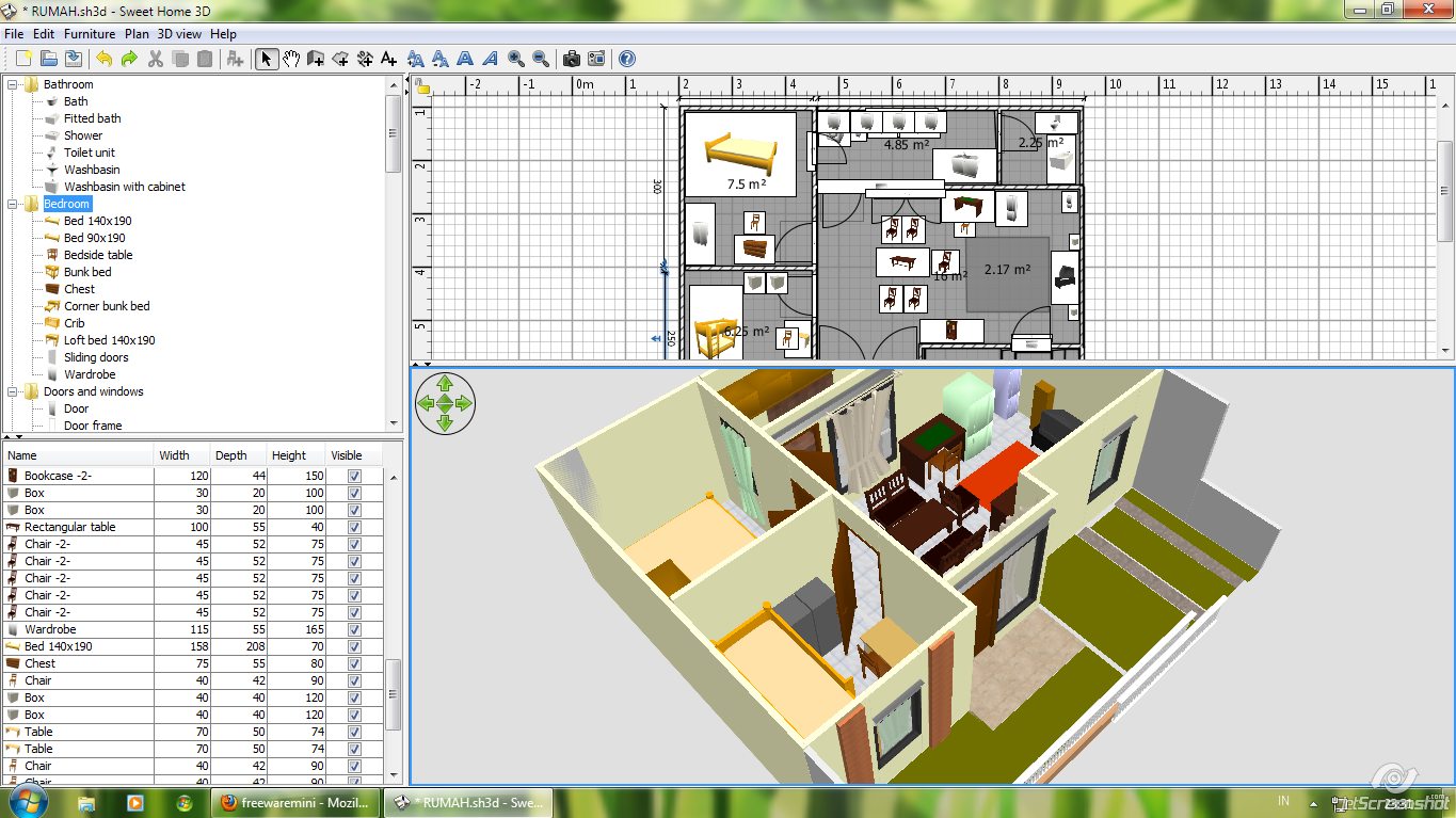 Software design rumah dengan Sweet Home 3D terbaru 