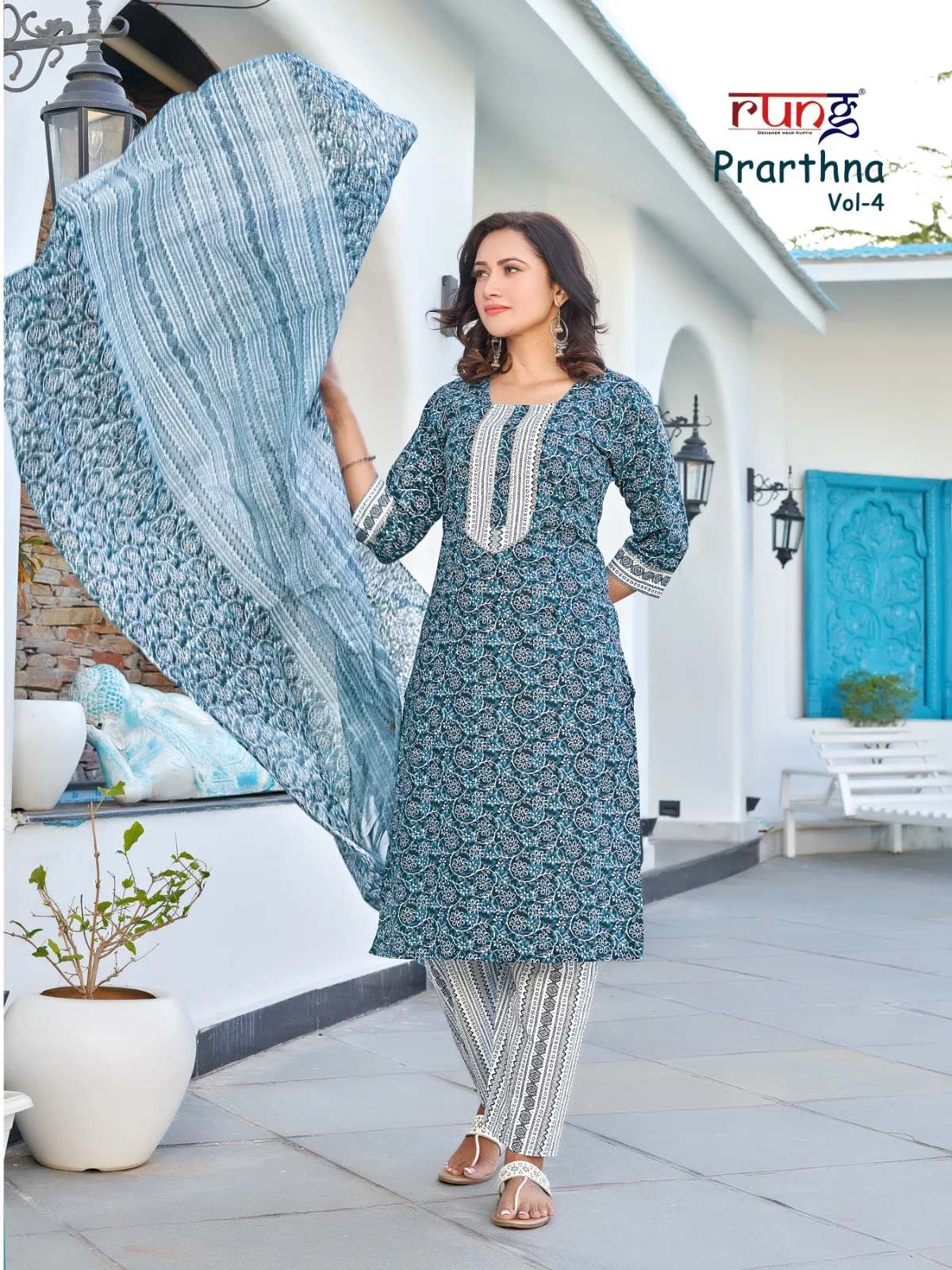 Prathna Vol 4 Rung Cotton Readymade Pant Style Suits