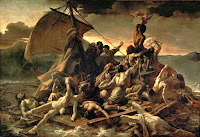 The Raft of the Medusa painting by French romantic Théodore Géricault c.1819, depicts shipwreck scene of French naval frigate