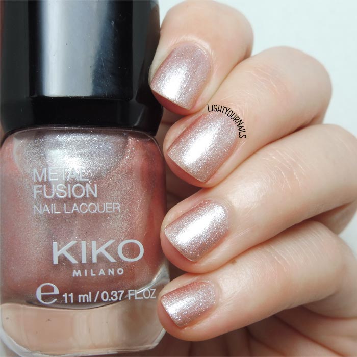 Smalto rosa antico metallizzato Kiko Metal Fusion 03 California Rose antique pink nail polish #KIKOnails #kikocosmetics #metallicnails #lightyournails