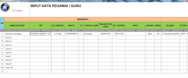 Warung Belajar Excel BUKU  INDUK PEGAWAI