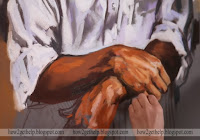 pastel portraits, hands closeup image during process