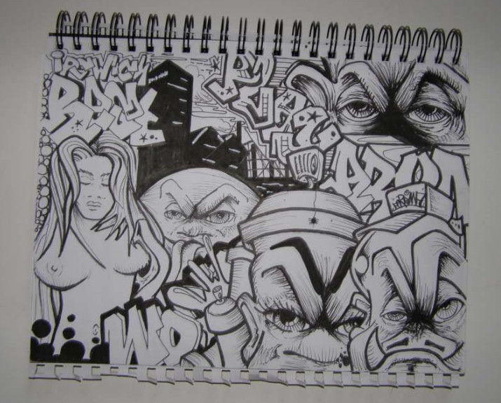 black and white graffiti characters. Black White. Graffiti Art