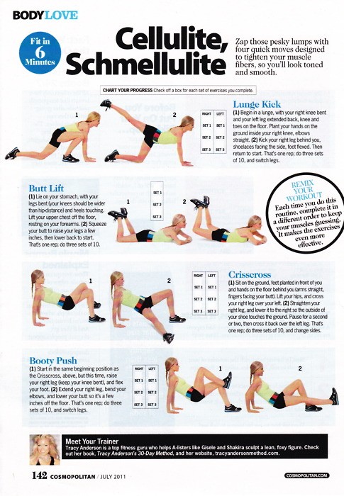 Health and Fitness: 12 Trainer Tracy Anderson Workout sheets