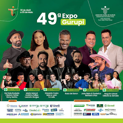 Programação da Exposição Agropecuária 2024 de Gurupi-TO