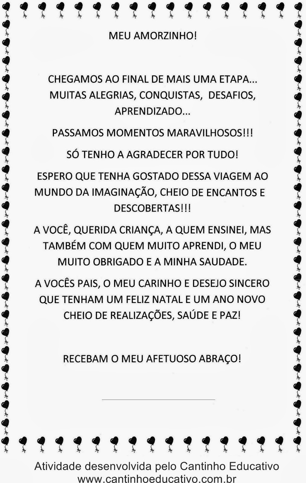 MENSAGENS PARA O FINAL DO ANO LETIVO - CANTINHO EDUCATIVO